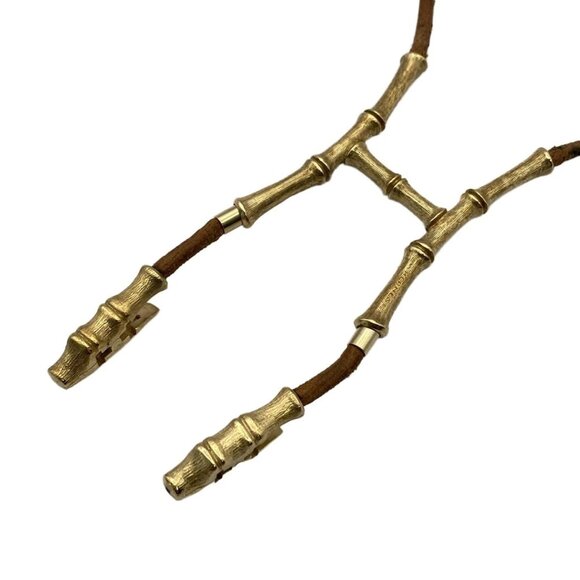 HERMES Bamboo - Brown Gold Leather Hardware None Necklace 329-072825 - Picture 1 of 5
